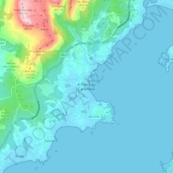 A Pobra do Caramiñal topographic map, elevation, terrain
