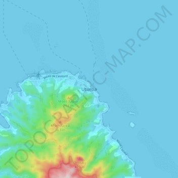 Uturoa topographic map, elevation, terrain