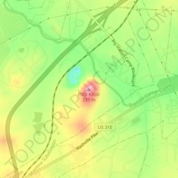 Pilot Knob topographic map, elevation, terrain