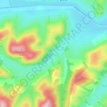 Kilbucho topographic map, elevation, terrain