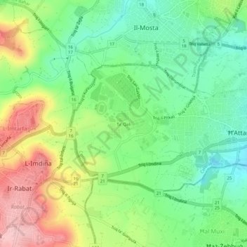 Ta' Qali topographic map, elevation, terrain