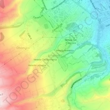 Jongovito topographic map, elevation, terrain
