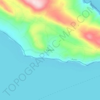 Llachon topographic map, elevation, terrain