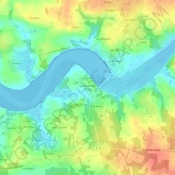 Vieille Roche Nord topographic map, elevation, terrain