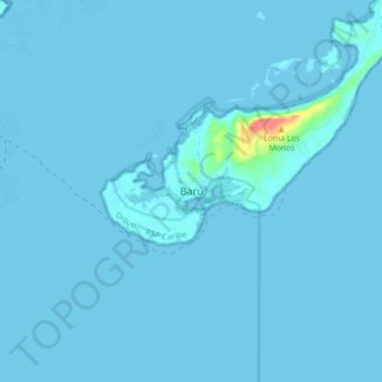 Barú topographic map, elevation, terrain