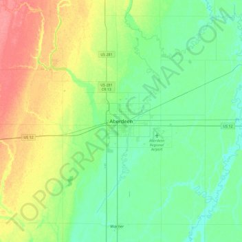 Aberdeen topographic map, elevation, terrain