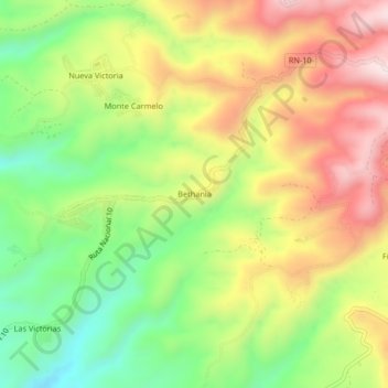 Bethania topographic map, elevation, terrain