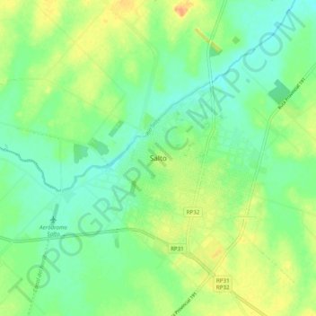 Salto topographic map, elevation, terrain