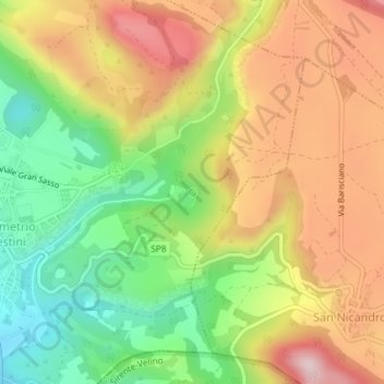 Sinizzo topographic map, elevation, terrain