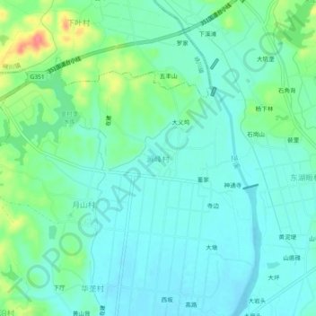 涧峰村 topographic map, elevation, terrain