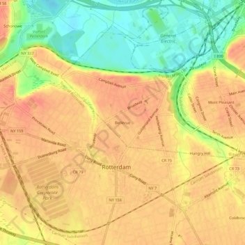 Bellevue topographic map, elevation, terrain