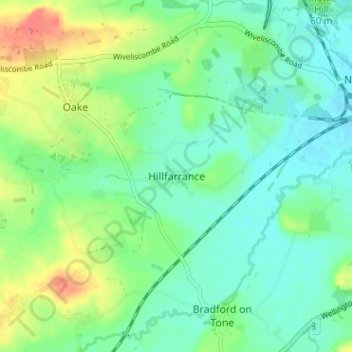Hillfarrance topographic map, elevation, terrain