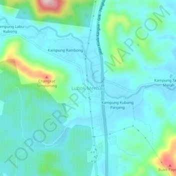 Lubok Merbau topographic map, elevation, terrain