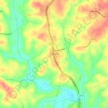 Crowders topographic map, elevation, terrain