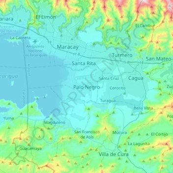 Palo Negro topographic map, elevation, terrain