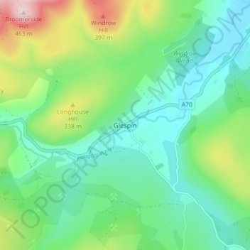 Glespin topographic map, elevation, terrain