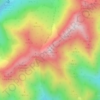 Pico Catoute topographic map, elevation, terrain