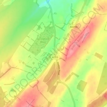 Leadburn topographic map, elevation, terrain