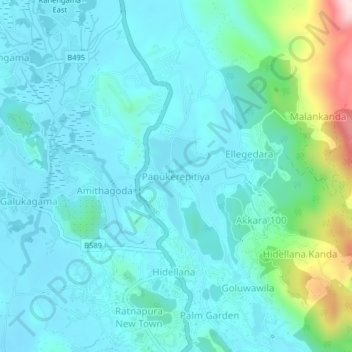 Panukerepitiya topographic map, elevation, terrain