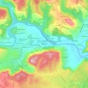 Chabiscol topographic map, elevation, terrain