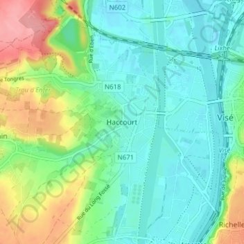 Haccourt topographic map, elevation, terrain