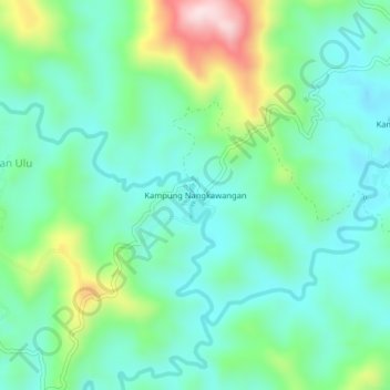 Kampung Nangkawangan topographic map, elevation, terrain