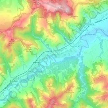 Fognano topographic map, elevation, terrain