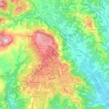 Borgo Antiga topographic map, elevation, terrain