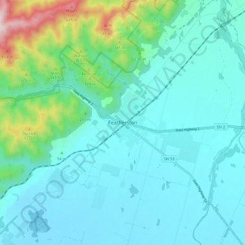 Featherston topographic map, elevation, terrain