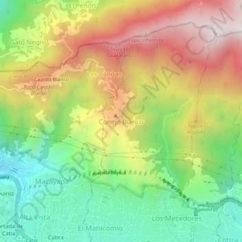 Conejo Blanco topographic map, elevation, terrain
