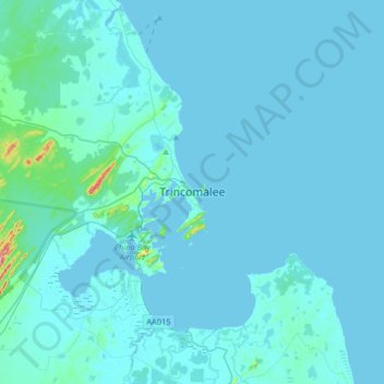 Trincomalee topographic map, elevation, terrain