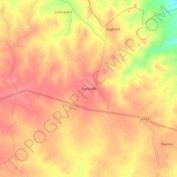 Doranda topographic map, elevation, terrain