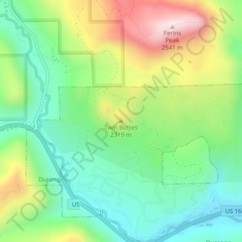 Twin Buttes topographic map, elevation, terrain