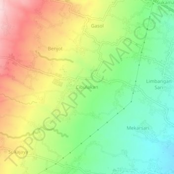 Cibulakan topographic map, elevation, terrain