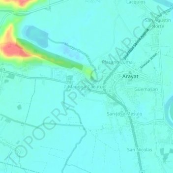 Mangga-Cacutud topographic map, elevation, terrain