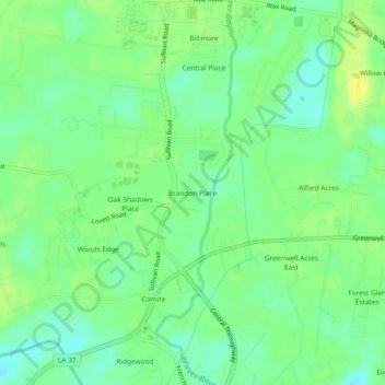 Brandon Place topographic map, elevation, terrain