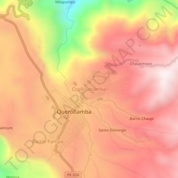 Ccollccabamba topographic map, elevation, terrain