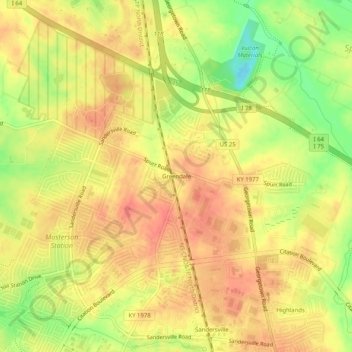 Greendale topographic map, elevation, terrain