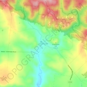 Greendale topographic map, elevation, terrain