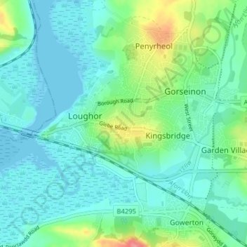 Upper Loughor topographic map, elevation, terrain