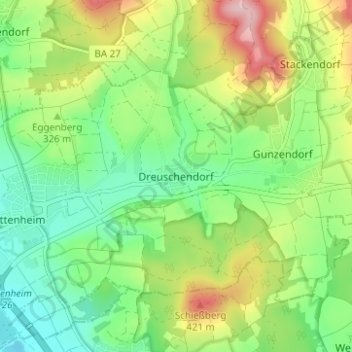 Dreuschendorf topographic map, elevation, terrain