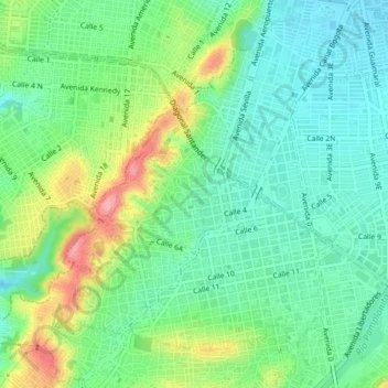 Carora topographic map, elevation, terrain