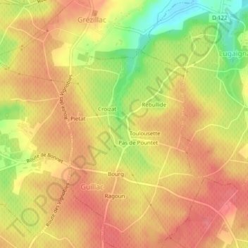 Caseau topographic map, elevation, terrain