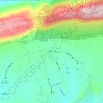 Danielsville topographic map, elevation, terrain