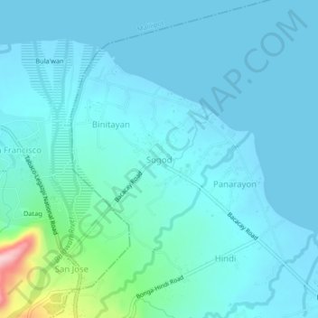 Sogod topographic map, elevation, terrain