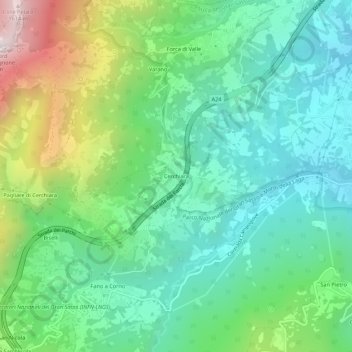 Cerchiara topographic map, elevation, terrain