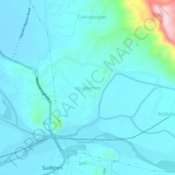 Ag-aguman topographic map, elevation, terrain