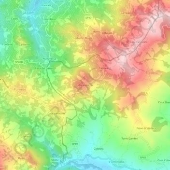 Moncasacco topographic map, elevation, terrain