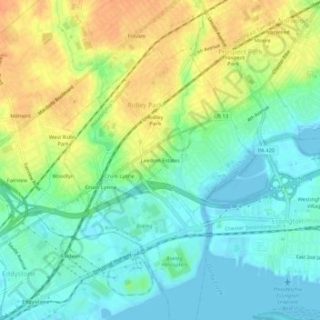 Leedom Estates topographic map, elevation, terrain