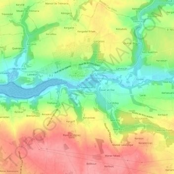 Keridreuff topographic map, elevation, terrain